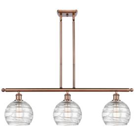 Ballston Athens 36" 3-Light Antique Copper Island Light w/ Deco Swirl Ballston Athens 36" 3-Light Antique Copper Island Light w/ Deco Swirl