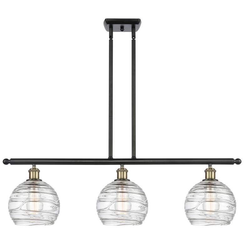 Image 1 Ballston Athens 36" 3-Light Black Antique Brass Island Light w/ Deco S