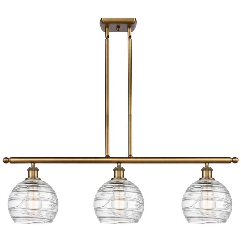 Image 1 Ballston Athens 36" 3-Light Brushed Brass Island Light w/ Deco Swirl S