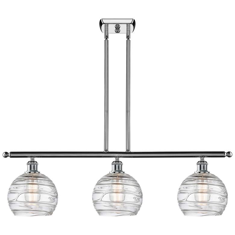 Image 1 Ballston Athens 36" 3-Light Chrome Island Light w/ Deco Swirl Shade