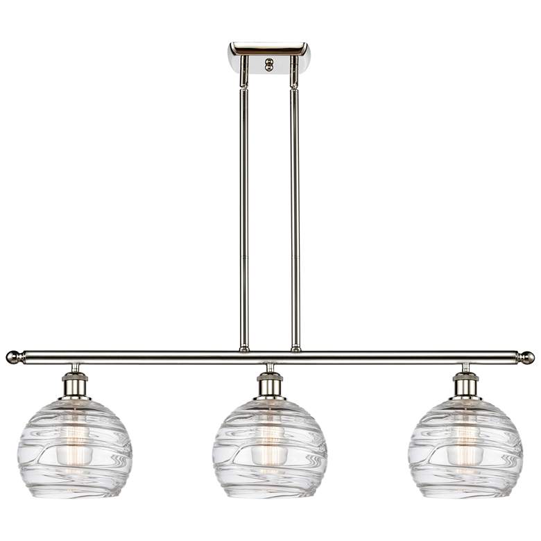 Image 1 Ballston Athens 36" 3-Light Polished Nickel Island Light w/ Deco Shade