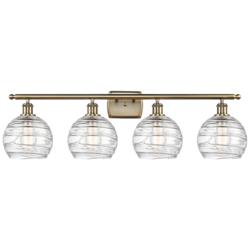 Ballston Athens 36" 4-Light Antique Brass Bath Light w/ Deco Swirl Sha
