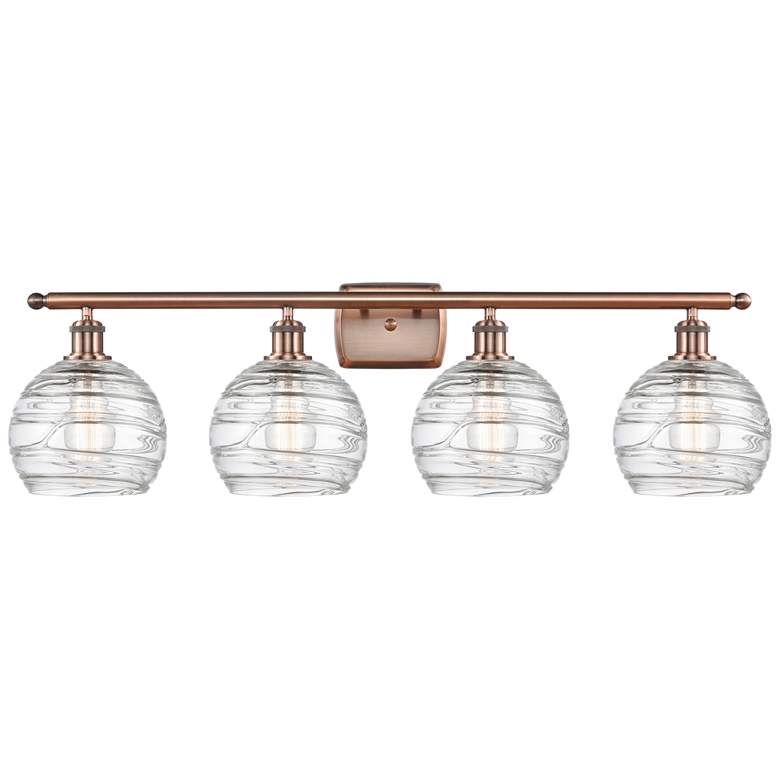 Image 1 Ballston Athens 36" 4-Light Antique Copper Bath Light w/ Deco Swirl Sh