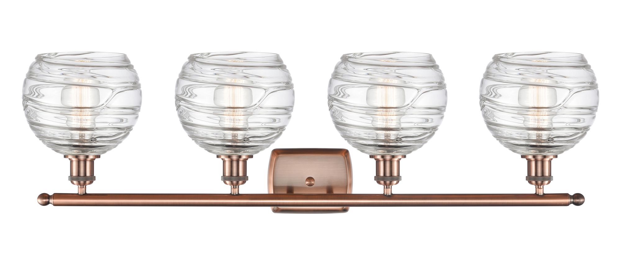 Image 2 Ballston Athens 36" 4-Light Antique Copper Bath Light w/ Deco Swirl Sh more views