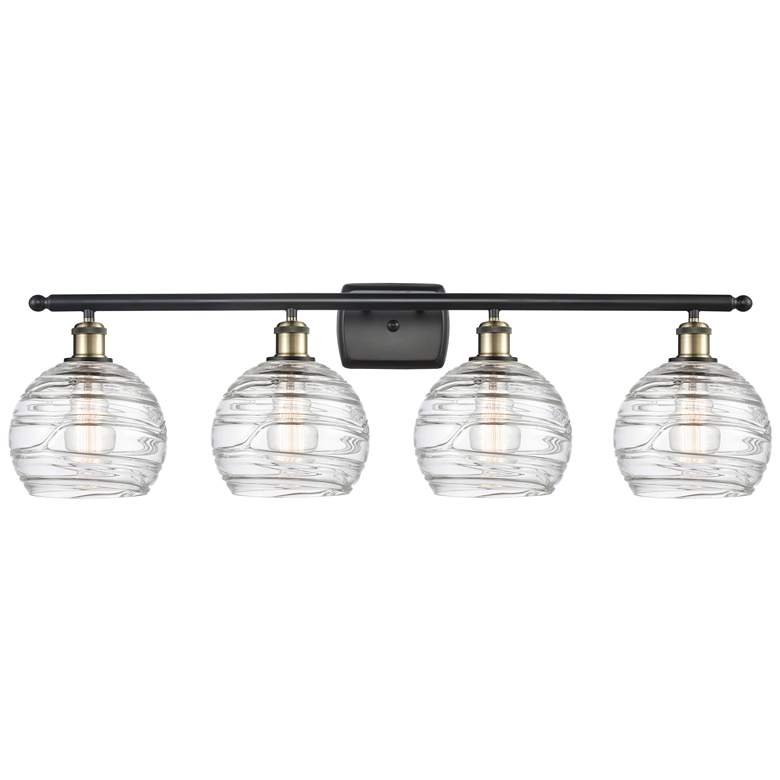 Image 1 Ballston Athens 36" 4-Light Black Antique Brass Bath Light w/ Deco Sha