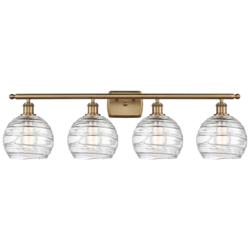 Ballston Athens 36" 4-Light Brushed Brass Bath Light w/ Deco Swirl Sha
