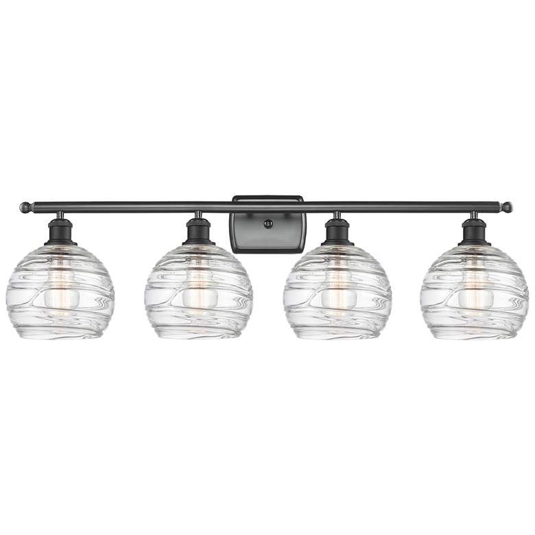 Image 1 Ballston Athens 36" 4-Light Matte Black Bath Light w/ Deco Swirl Shade