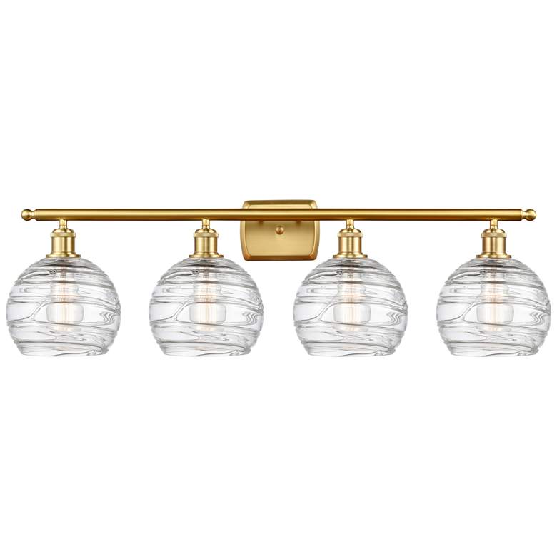 Image 1 Ballston Athens 36 inch 4-Light Satin Gold Bath Light w/ Clear Deco Swirl 