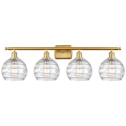 Ballston Athens 36" 4-Light Satin Gold Bath Light w/ Clear Deco Swirl