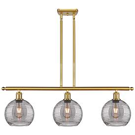 Image1 of Ballston Athens 36"W 3-Light Gold Stem Island Light w/ 8" Smoke S