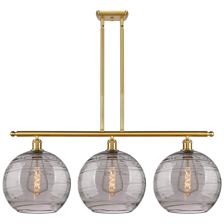 Image 1 Ballston Athens 38.5"W 3-Light Gold Stem Island Light w/ Smoke Swirl S