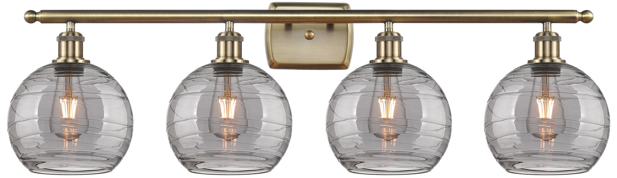 Ballston Athens 38"W 4-Light Antique Brass Bath Light w/ Smoke Swirl S