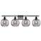 Ballston Athens 38"W 4-Light Black Bath Vanity Light w/ Smoke Swirl Sh