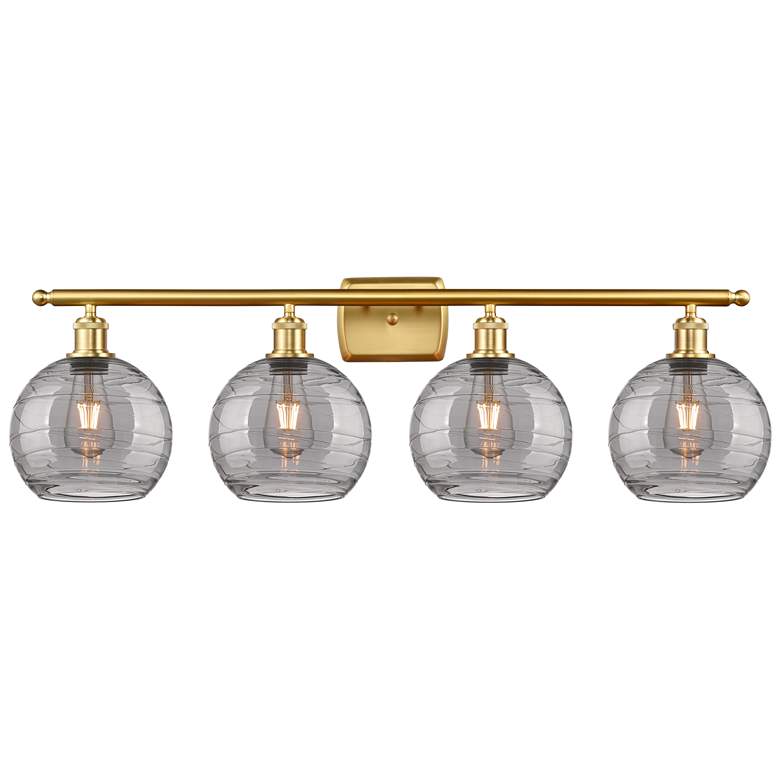 Image 1 Ballston Athens 38"W 4-Light Gold Bath Vanity Light w/ Smoke Swirl Sha