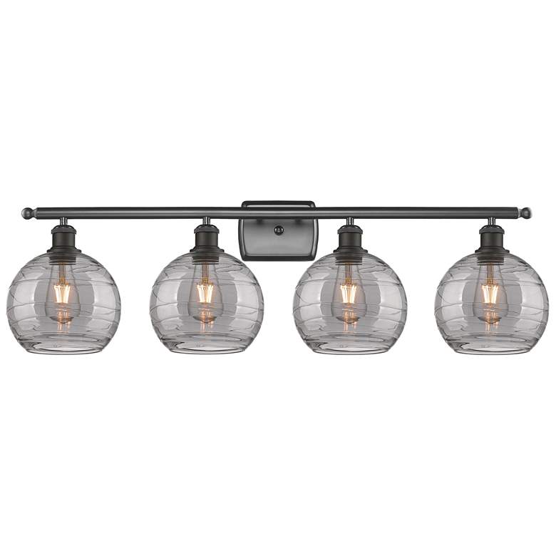 Image 1 Ballston Athens 38"W 4-Light Oiled Bronze Bath Light w/ Smoke Swirl Sh