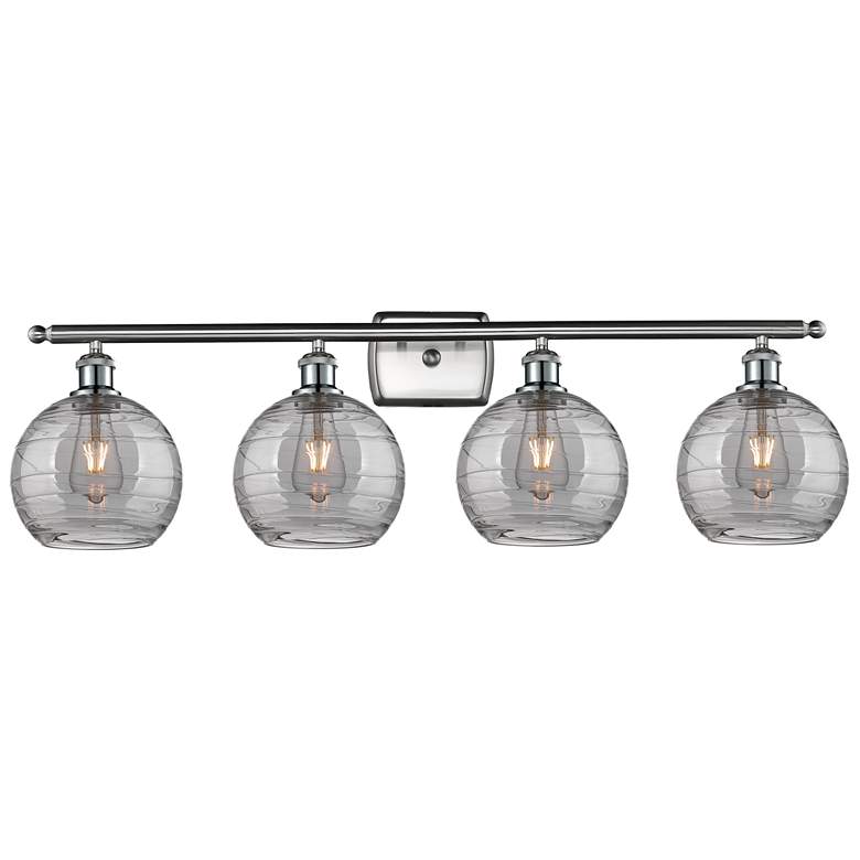 Image 1 Ballston Athens 38"W 4-Light Satin Nickel Bath Light w/ Smoke Swirl Sh