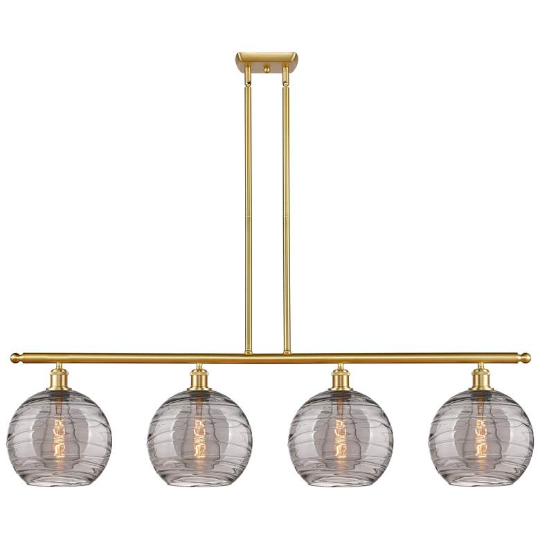 Image 1 Ballston Athens 48.25"W 4-Light Gold Stem Island Light w/ Smoke Swirl