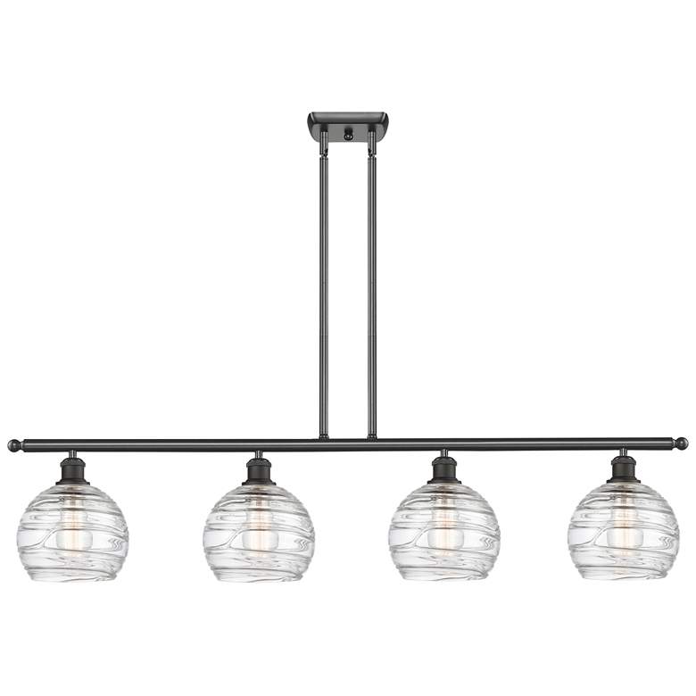 Image 1 Ballston Athens 48"W 4 Light Bronze Island Light w/ Deco Swirl Shade