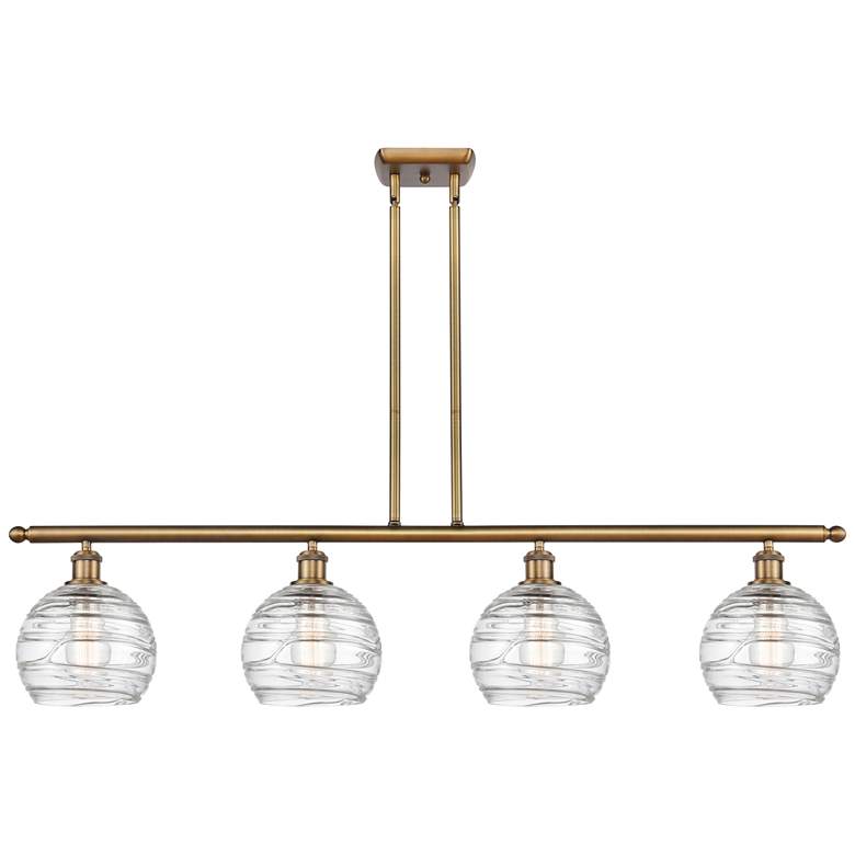 Image 1 Ballston Athens 48"W 4 Light Brushed Brass Island Light w/ Deco Swirl
