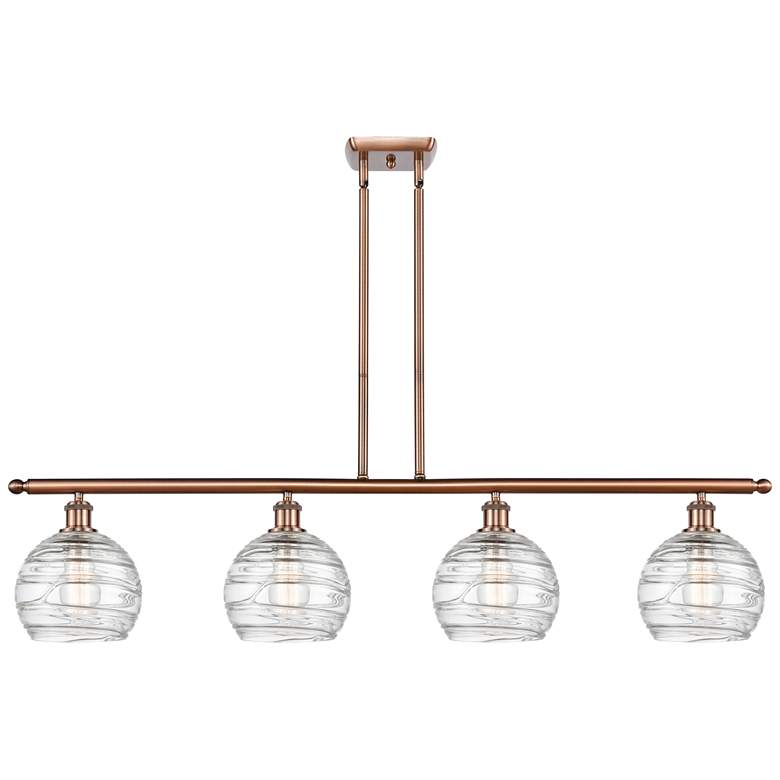 Image 1 Ballston Athens 48"W 4 Light Copper Island Light w/ Deco Swirl Shade