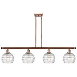 Ballston Athens 48"W 4 Light Copper Island Light w/ Deco Swirl Shade