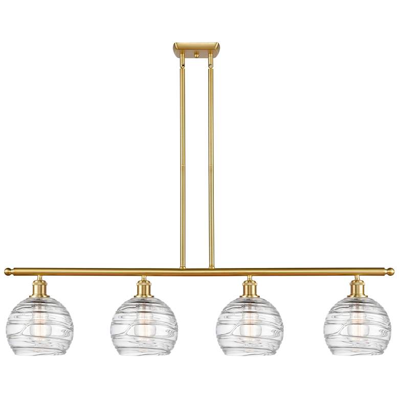 Image 1 Ballston Athens 48"W 4 Light Gold Island Light w/ Deco Swirl Shade