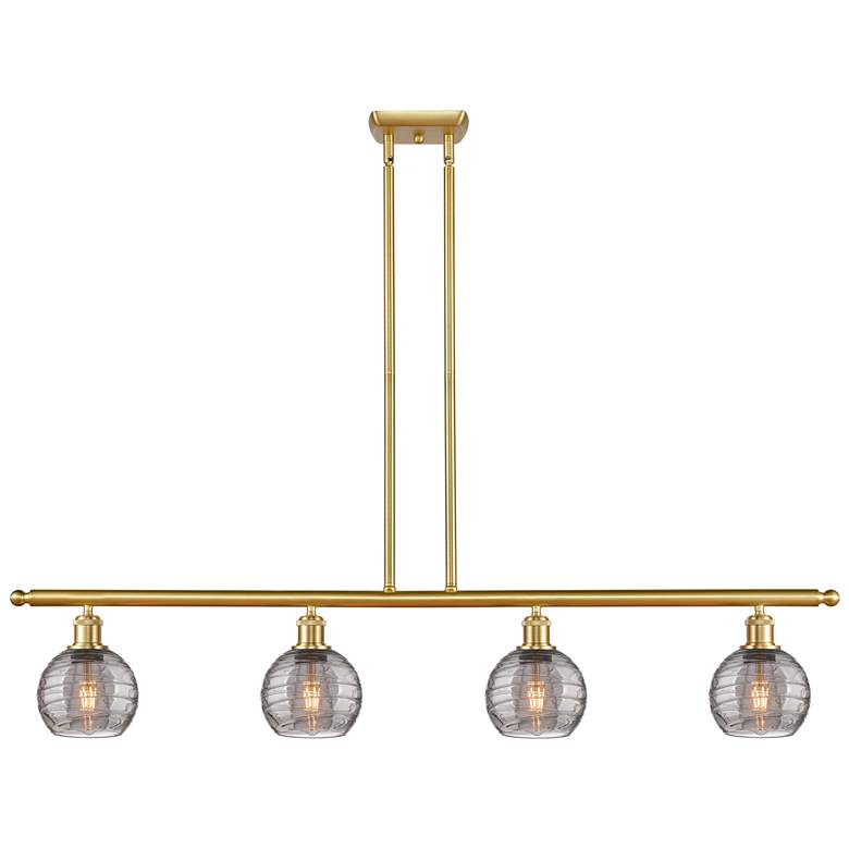 Image 1 Ballston Athens 48"W 4-Light Gold Stem Island Light w/ 6" Smoke S