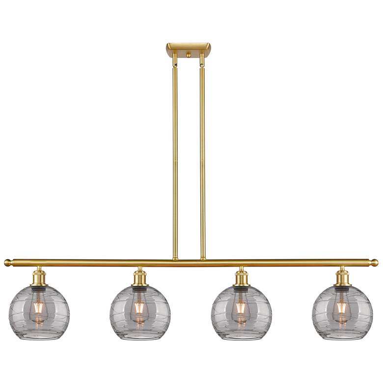 Image 1 Ballston Athens 48"W 4-Light Gold Stem Island Light w/ 8" Smoke S