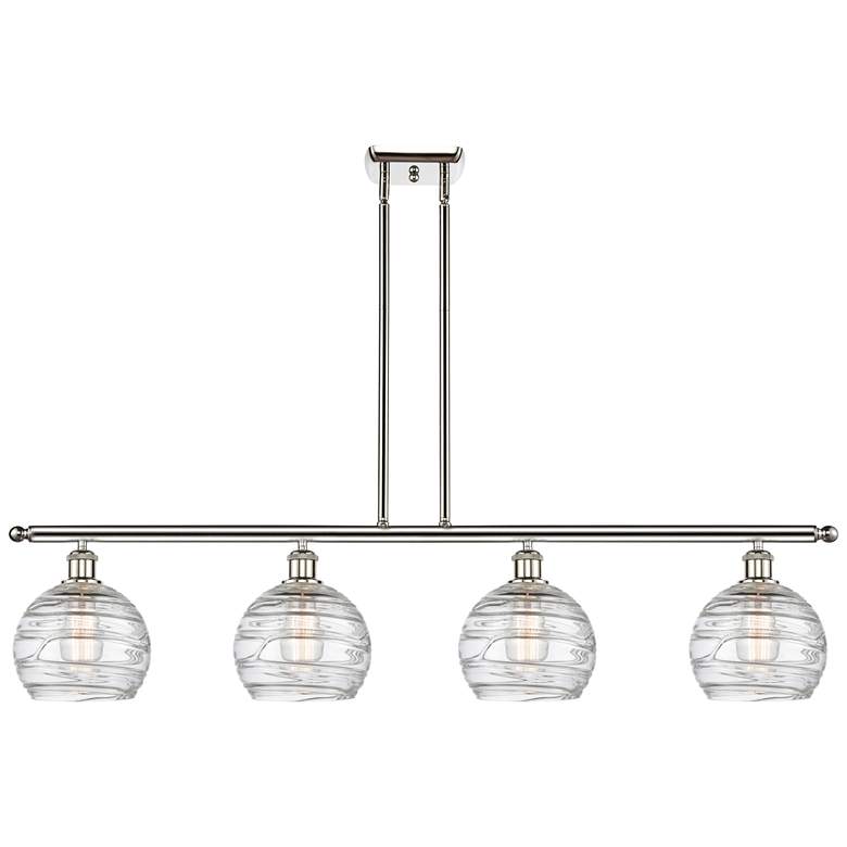 Image 1 Ballston Athens 48"W 4 Light Polished Nickel Island Light Deco Swirl S
