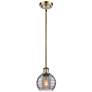 Ballston Athens 5.88"W Antique Brass Stem Mini Pendant w/ Smoke Swirl