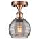 Ballston Athens 5.88"W Antique Copper Semi-Flush Mount w/ Smoke Swirl