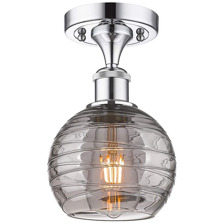 Image 1 Ballston Athens 5.88"W Chrome Semi-Flush Mount w/ Smoke Swirl Shade