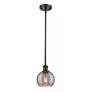 Ballston Athens 5.88"W Matte Black Stem Mini Pendant w/ Smoke Swirl Sh