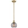 Ballston Athens 5.88"W Satin Gold Stemmed Mini Pendant w/ Smoke Swirl