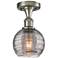 Ballston Athens 5.88"W Satin Nickel Semi-Flush Mount w/ Smoke Swirl Sh