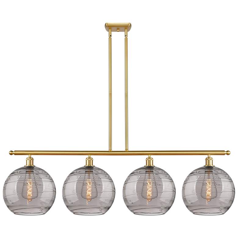 Image 1 Ballston Athens 50.25"W 4-Light Gold Stem Island Light w/ Smoke Swirl