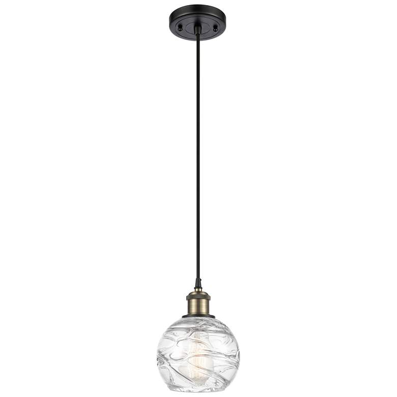 Image 1 Ballston Athens 6" Black Antique Brass Corded Mini Pendant w/ Deco Sha