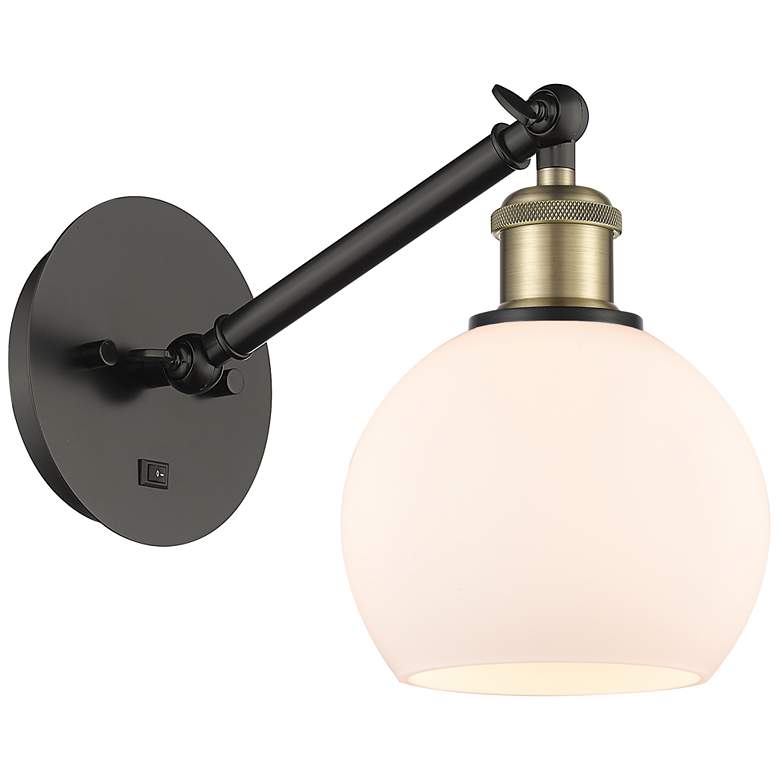 Image 1 Ballston Athens 6" Incandescent Sconce - Black Brass Finish - White Sh