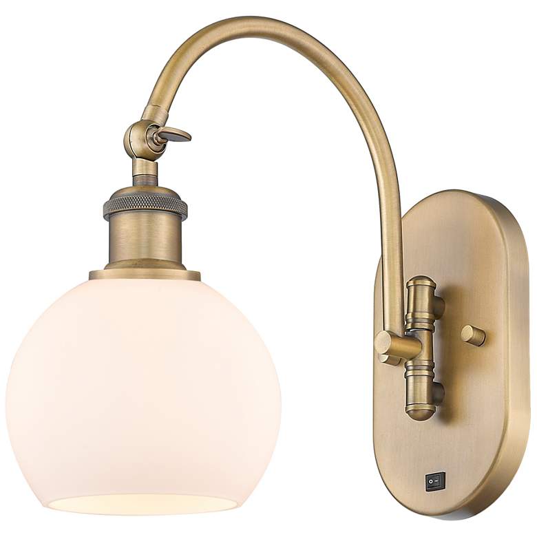 Image 1 Ballston Athens 6" Incandescent Sconce - Brass Finish - Matte White Sh