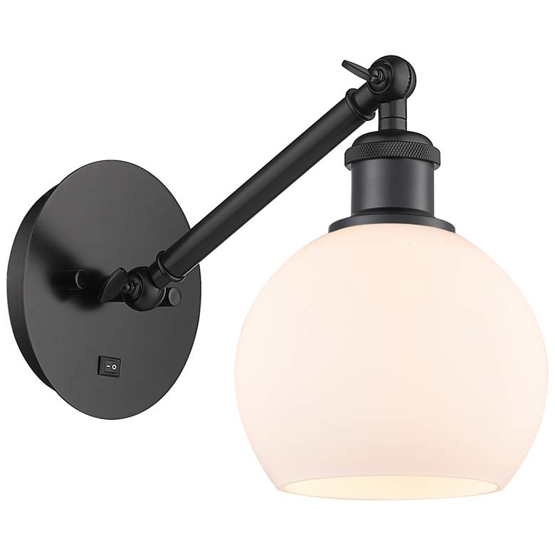 Image 1 Ballston Athens 6" Incandescent Sconce - Matte Black Finish - White Sh