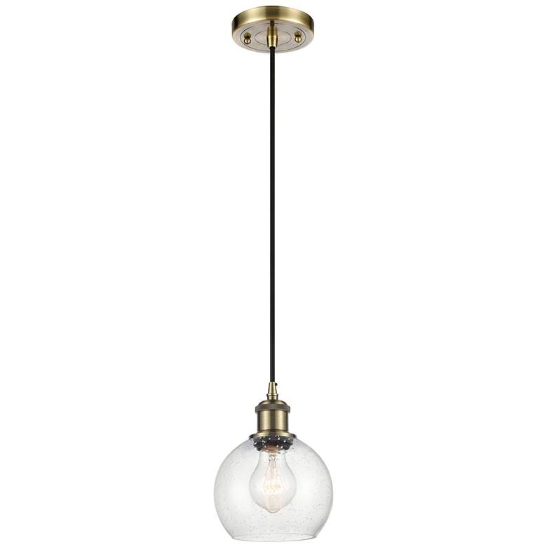 Image 1 Ballston Athens 6" LED Mini Pendant - Antique Brass - Seedy Shade