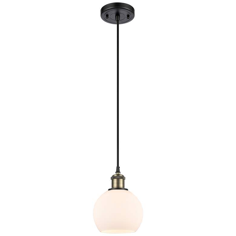 Image 1 Ballston Athens 6" LED Mini Pendant - Black Antique Brass - Matte Whit