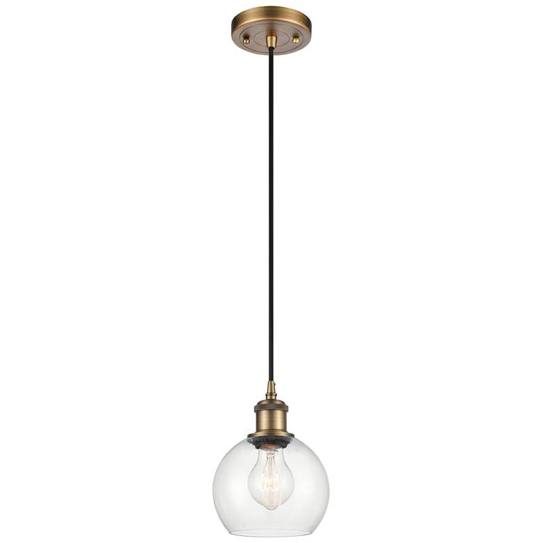 Image 1 Ballston Athens 6 inch LED Mini Pendant - Brushed Brass - Clear Shade
