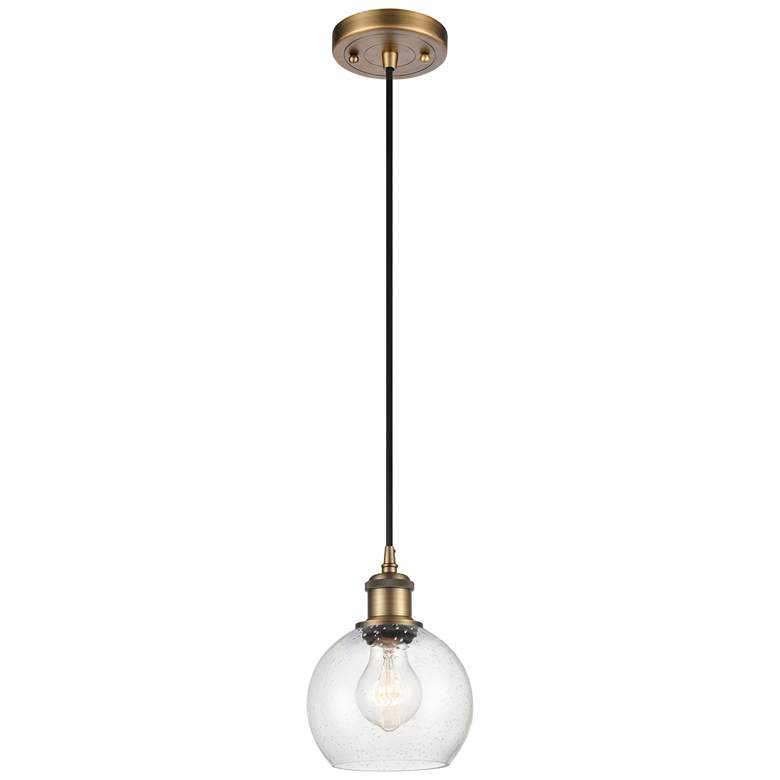 Image 1 Ballston Athens 6" LED Mini Pendant - Brushed Brass - Seedy Shade