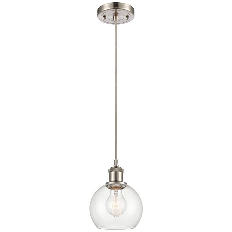 Image 1 Ballston Athens 6" LED Mini Pendant - Brushed Satin Nickel - Clear Sha