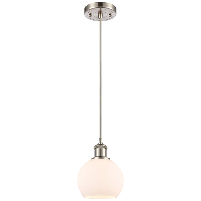 Image 1 Ballston Athens 6" LED Mini Pendant - Brushed Satin Nickel - Matte Whi
