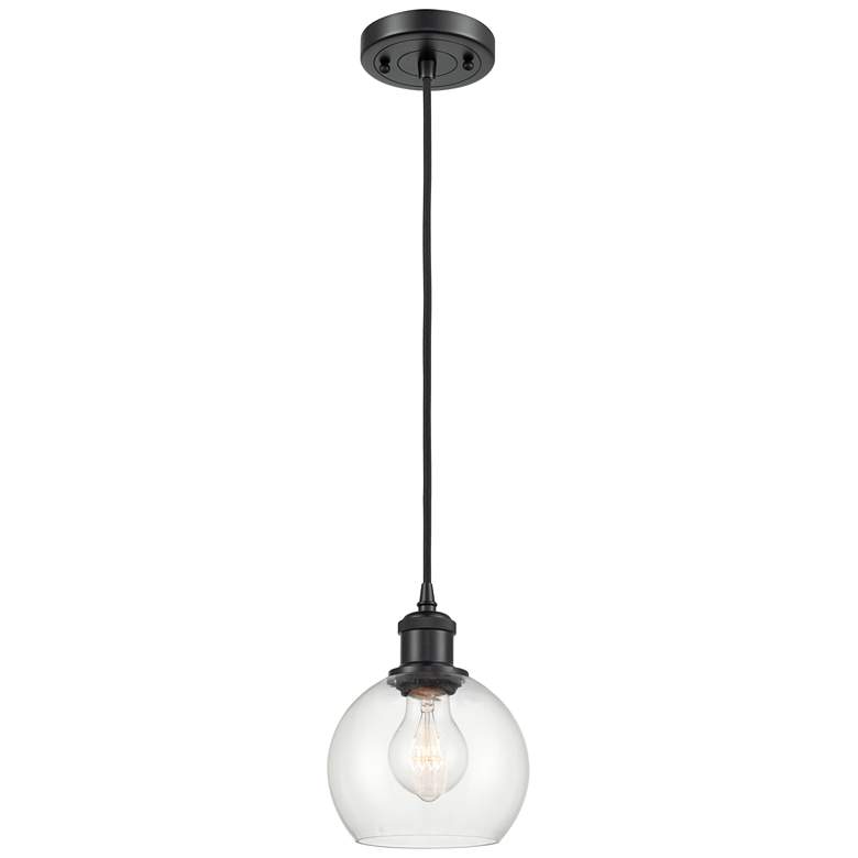 Image 1 Ballston Athens 6" LED Mini Pendant - Matte Black - Clear Shade