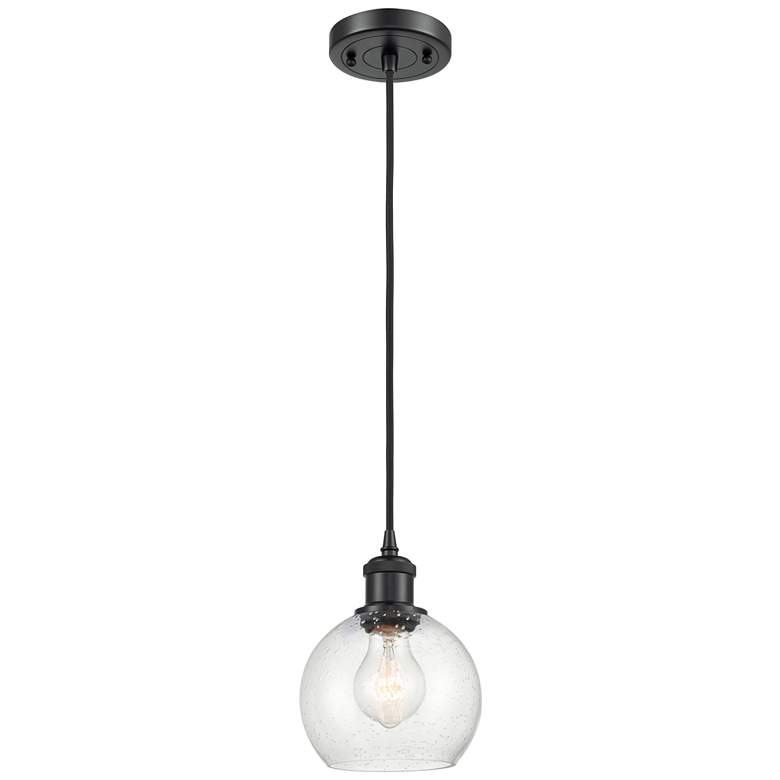 Image 1 Ballston Athens 6" LED Mini Pendant - Matte Black - Seedy Shade