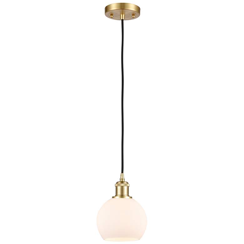 Image 1 Ballston Athens 6" LED Mini Pendant - Satin Gold - Matte White Shade