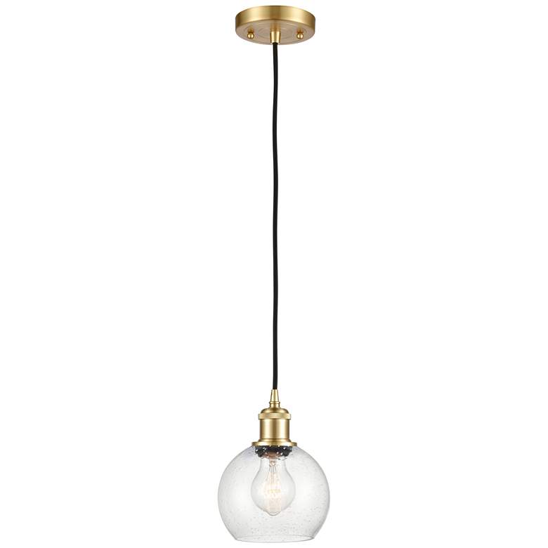 Image 1 Ballston Athens 6" LED Mini Pendant - Satin Gold - Seedy Shade